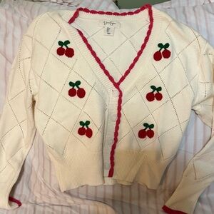 Jessica Simpson Cream Cardigan with Cherry Embroidery